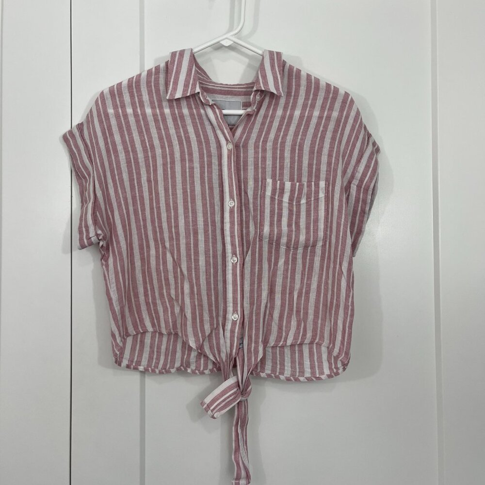 Rails Small Red, White Thea Linen Blend Stripe Sh… - image 6
